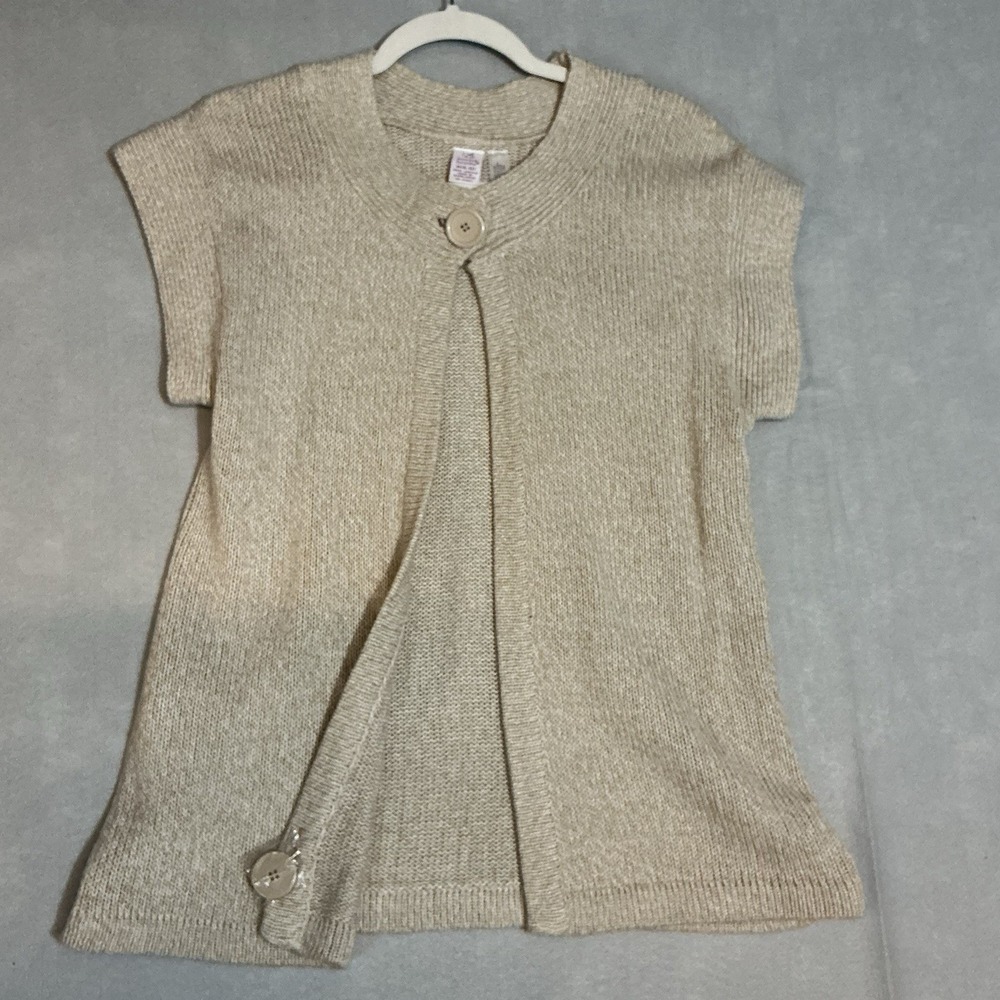 Vintage Bobbie Brooks‎ One Button Open Cardigan Sweater Beige Size Medium